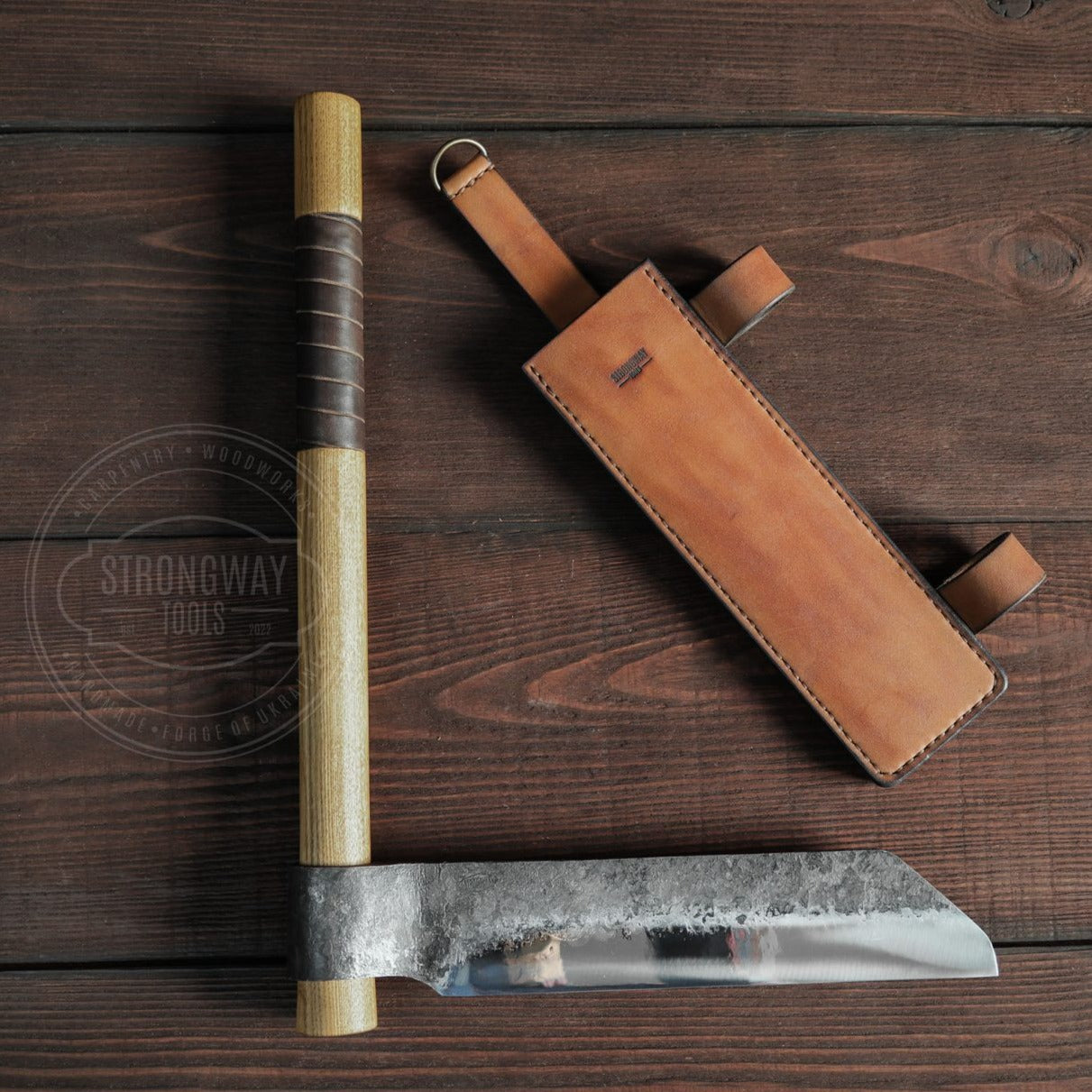 Strongway Froe with Leather Bound Handle and Sheath - Wood Tamer