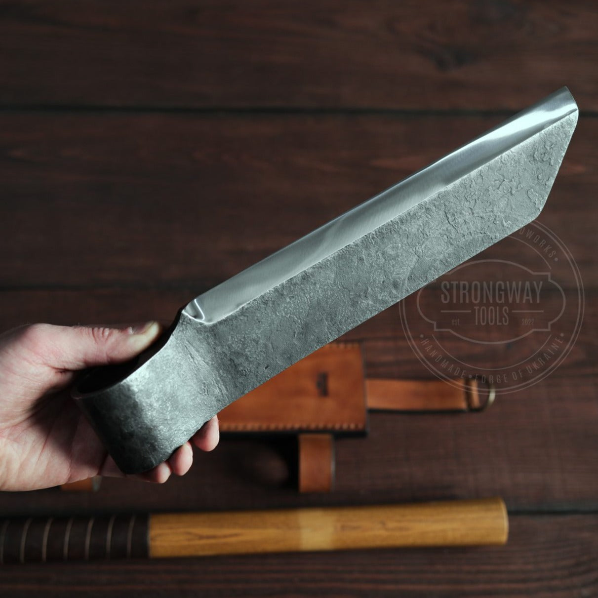 Strongway Froe with Leather Bound Handle and Sheath - Wood Tamer