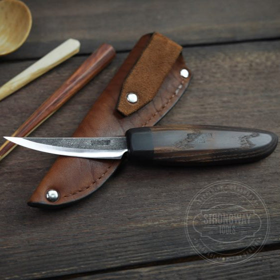 Strongway 85mm Slöyd knife with thermo ash wood handle