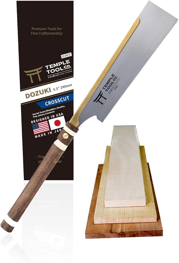 Temple Tool Co. Japanese Dozuki Wood Saw - Crosscut 240mm - Hand Saw for Joinery Crosscuts, Kumiko, Tenon Shoulders