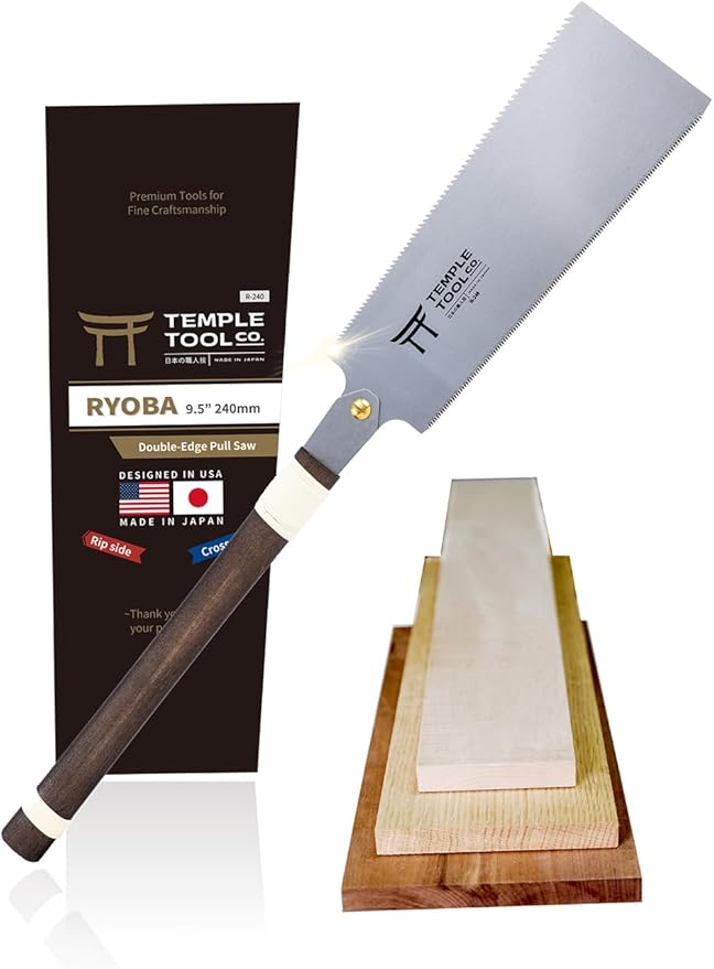 Temple Tool Co. Japanese Pull Saw Hand Saw 9.5 Inch (240mm) Ryoba Double Edge for Woodworking