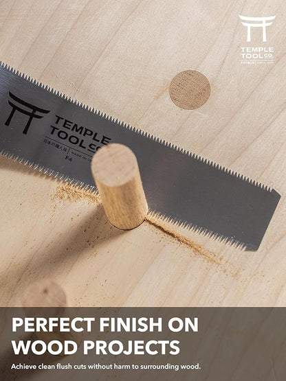 Temple Tool Co. Japanese Flush Cut Saw - 150mm Double Edge Pull Saw for Flush Cutting Dowels, Pegs, Wedges - Hardwood Softwood Hand Saw - Small Wood Saw