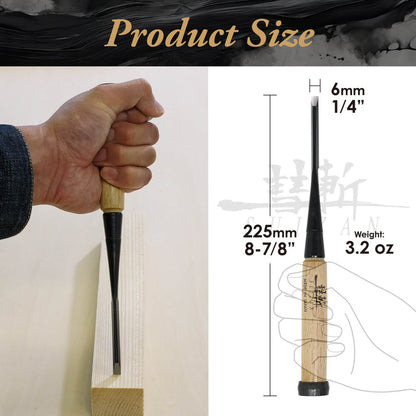 SUIZAN Japanese Wood Chisel 1/4 Inch (6mm) Professional Wood Chisels for Woodworking Oire Nomi